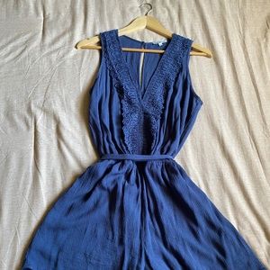 Navy Blue Belted Romper
